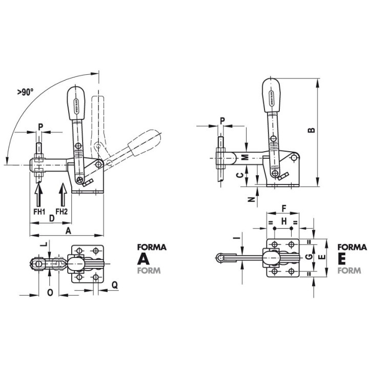 SPEEDY BLOCK 125/A - Sistema di Serraggio Forma A - Forma E