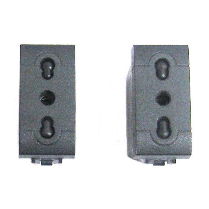 BTICINO L4180 - 2 x Presa Bipasso Serie Living - 2 Poli + Terra 16A. 250V. - Grigia