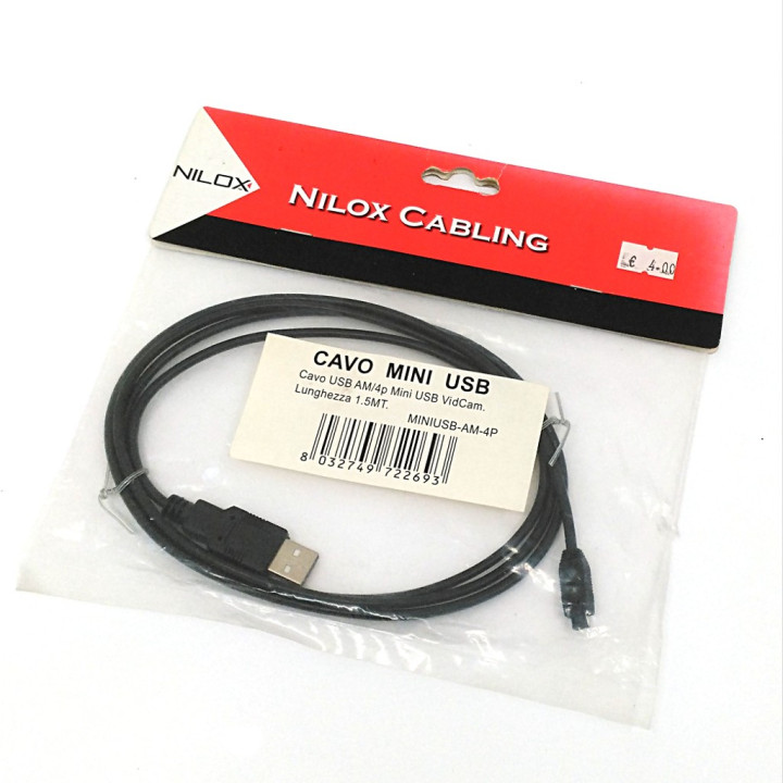 NILOX MINIUSB-AM-4P - Cavo Mini USB - 1.5Mt - Nero