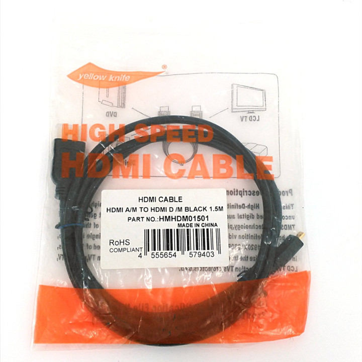 YELLOWKNIFE HMHDM01501 - Cavo HDMI A/M to HDMI D/M ad Alta Velocità 10.2Gps - 1.5Mt - Nero