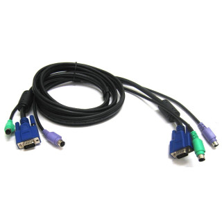 OEM E166307 - Cavi di Collegamento per Master Switch VGA PS2 - Monitor/Tastiera/Mouse - 28AWG 30V. - Lunghezza Mt. 1.80 - Nero