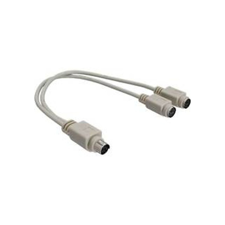 ROLINE 31-8186820 - Cavo Sdoppiatore Notebook Mini Din 6Pin - 1xMaschio/2xFemmina - Lunghezza Cm. 20 - Grigio Chiaro