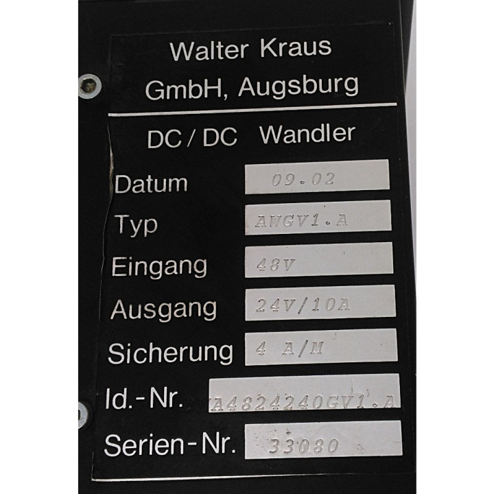 WALTER KRAUS AWGV1.A - Trasformatore Isolato PRI48V - SEC24V 10A