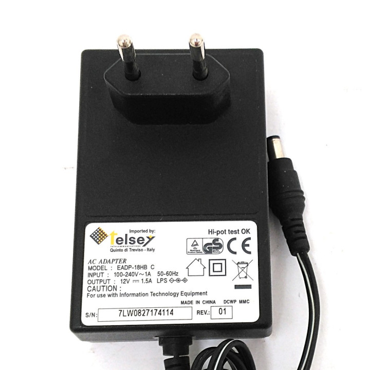 TELSEY 7LW0827174114 - Alimentatore 12V. 1.5A. LPS - Mod. EADP-18HB C - Nero