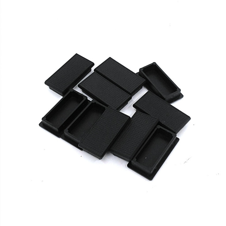 10 x Tappo Copriforo Rettangolare in Nylon - Nero - 40x20mm