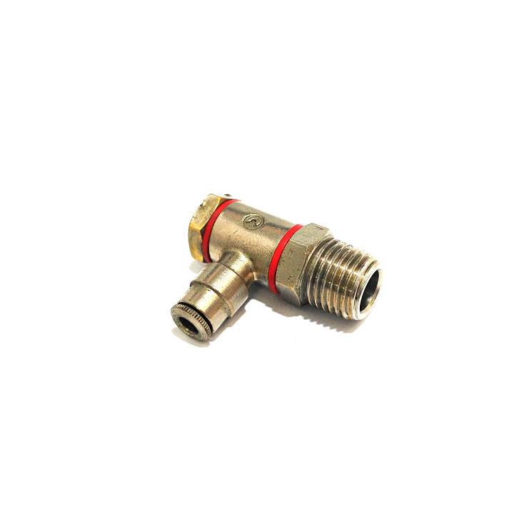 Raccordo a L Girevole Maschio 1/4" per Tubi Pneumatici 4mm
