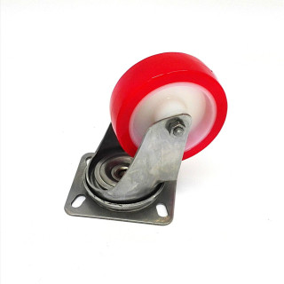 Ruota Girevole Ø 100mm con Base Rotante 85x100mm - Rossa