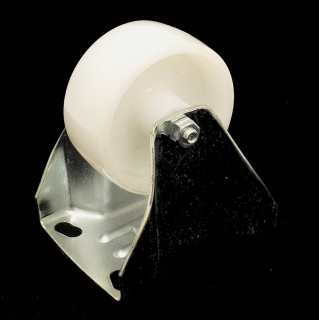 Ruota Fissa in Plastica Ø 80x35 mm Su Base in Acciaio 95x85mm - Bianco