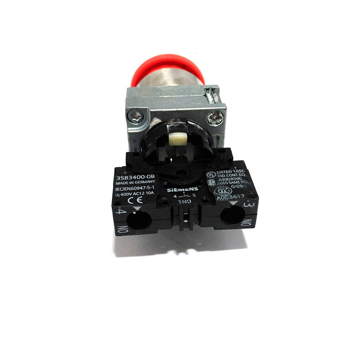 SIEMENS 3SB3400-0B - Blocco Contatti Terminale a Vite con Testa Pulsante Rosso 10A 400V