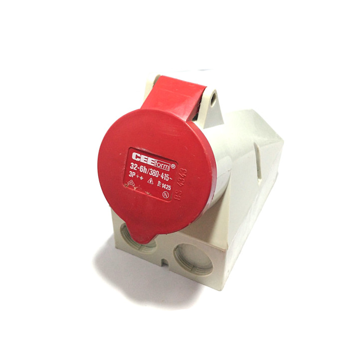 MENNKES TYP-1425 - Presa da Parete Industriale Femmina 3P+T, 32A, 380V, IP44