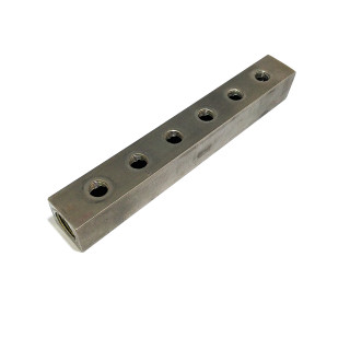 CNC 3D - Distributore Aria con 6+2 Vie in Acciaio 30x220x30mm