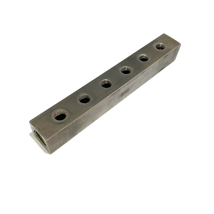 CNC 3D - Distributore Aria con 8+2 Vie in Acciaio 30x220x30mm