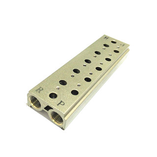 CNC 3D - Distributore Aria con 10+4 Vie in Acciaio 30x100x15mm