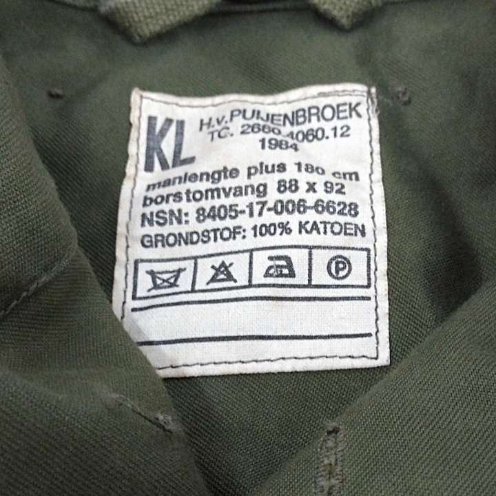 KL 8405-17-006-6628 - Giacca Esercito Olandese 100% Cotone - Verde Militare