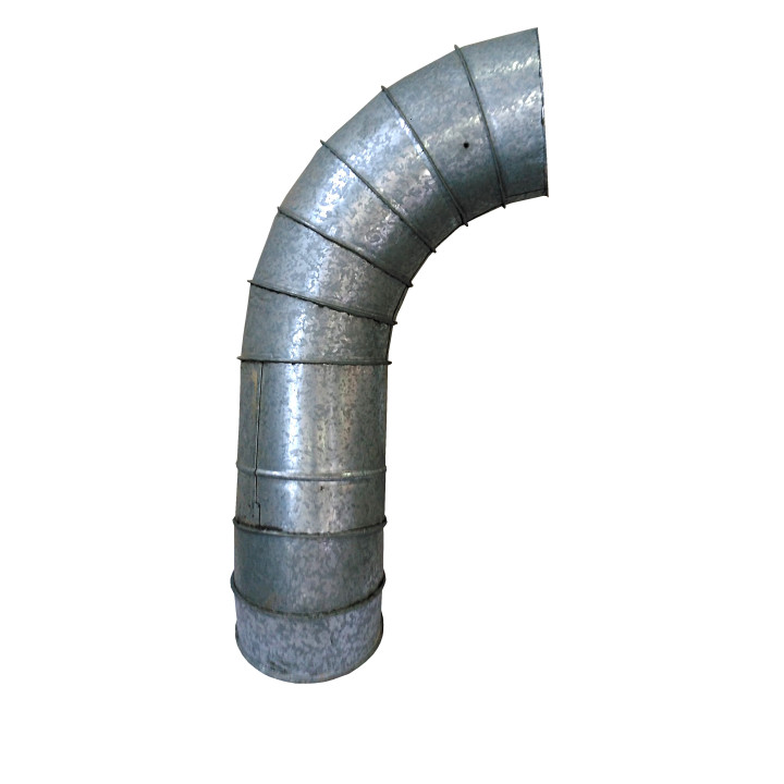 Curva in Lamiera Zincata o Acciaio Inox per Condotte di Impanti di Aspirazione Ø25.5cm L92cm