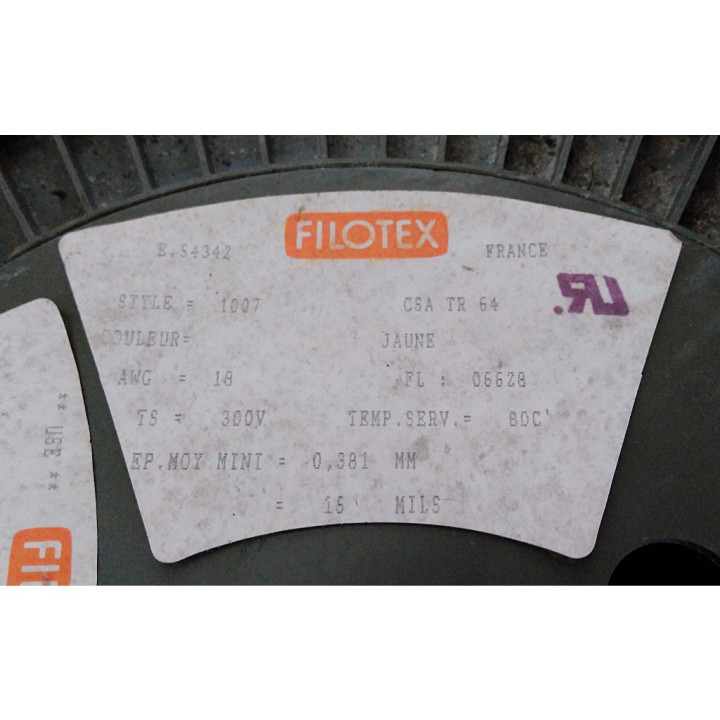 FILOTEX E-54342/2 - Bobina Cavo Verde/Giallo 0.381mm Style 1007 CSA TR 64 300V  - 8300 Mt