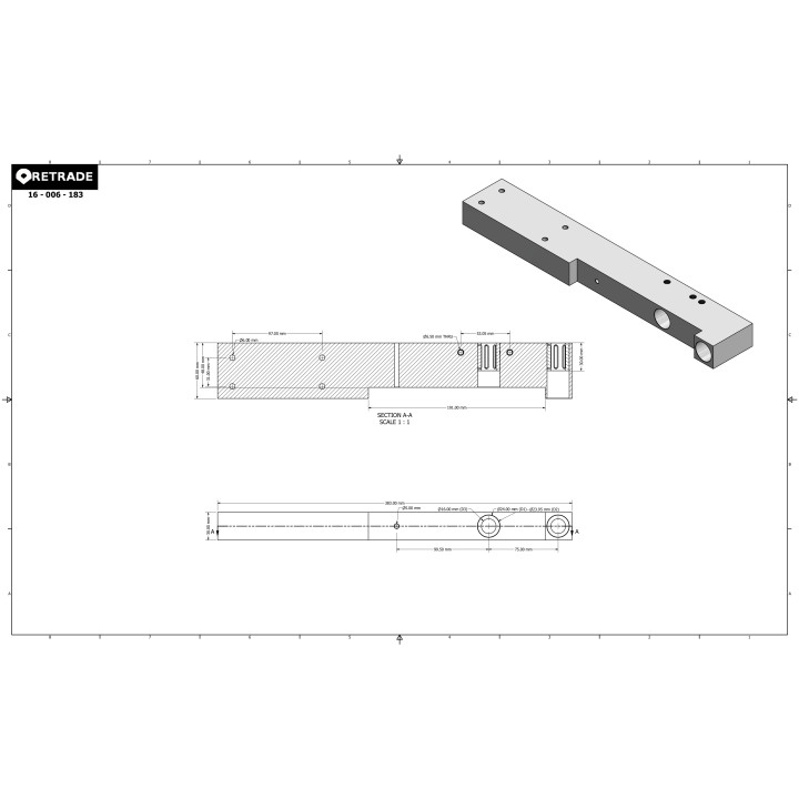 CNC 3D - Carro su Cuscinetto Lineare 60x383x30mm