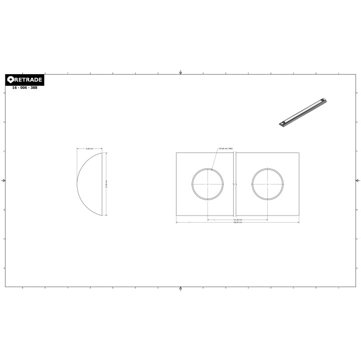 CNC 3D - Barra Forata in Acciaio 15x146x6mm