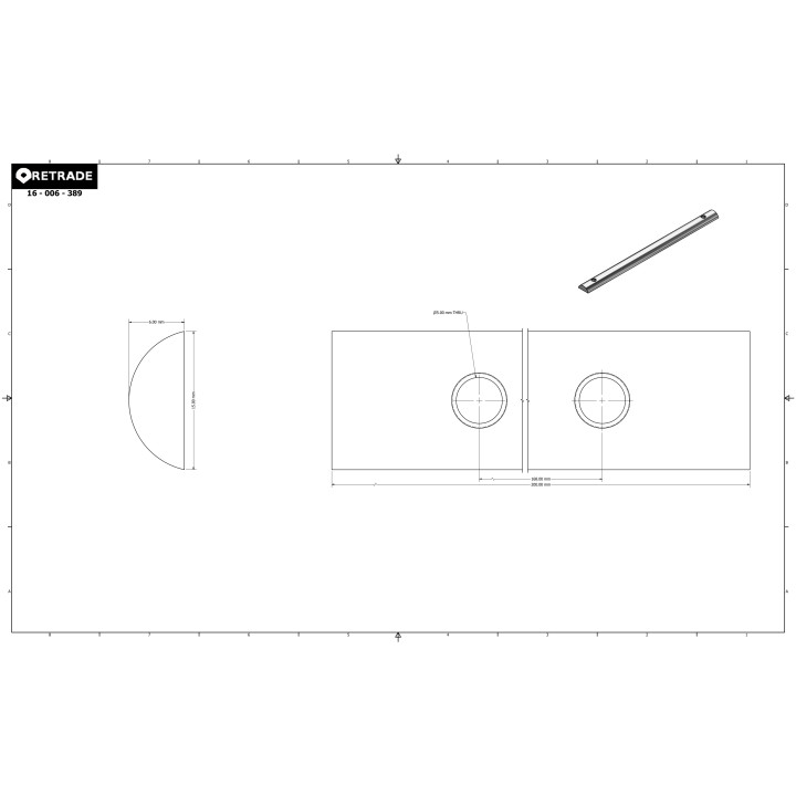 CNC 3D - Barra Forata in Acciaio 15x200x6mm