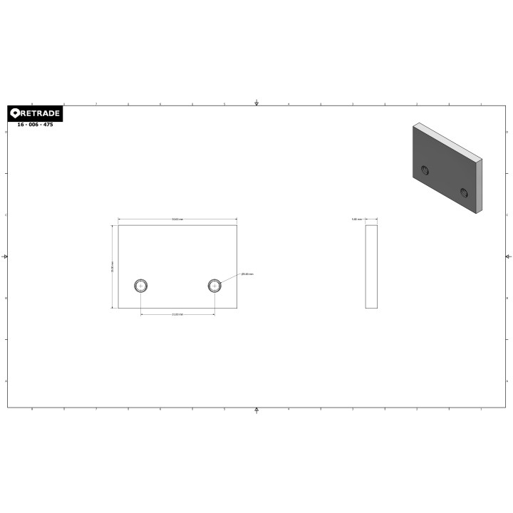 CNC 3D - 4x Supporto in Alluminio 35x50x5mm