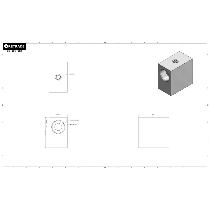CNC 3D - 5x Supporto in Alluminio 25x25x15mm