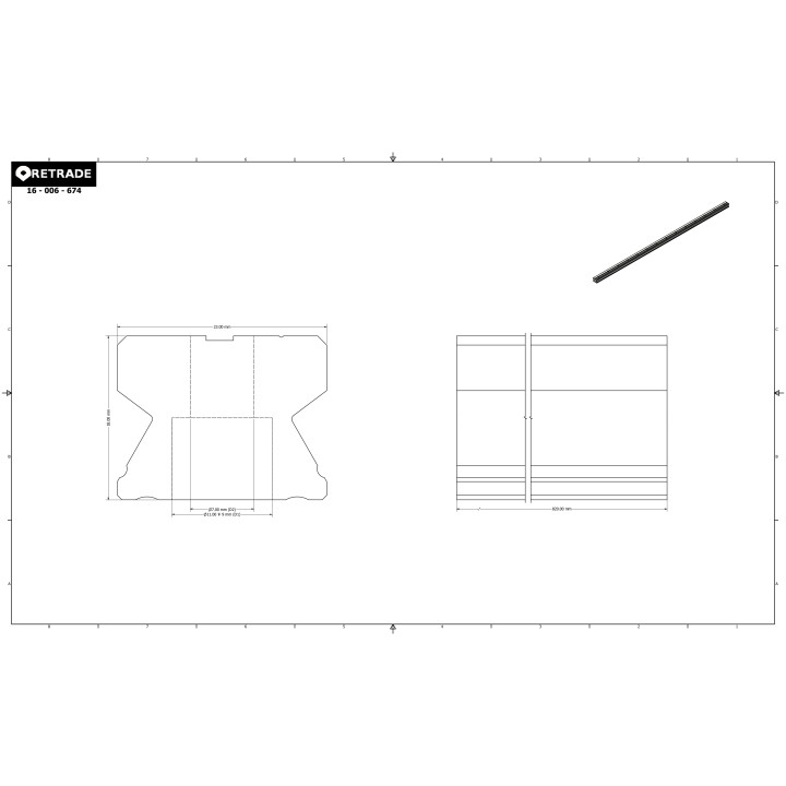 CNC 3D - Binario di Corsa per Cuscinetti - L 82cm