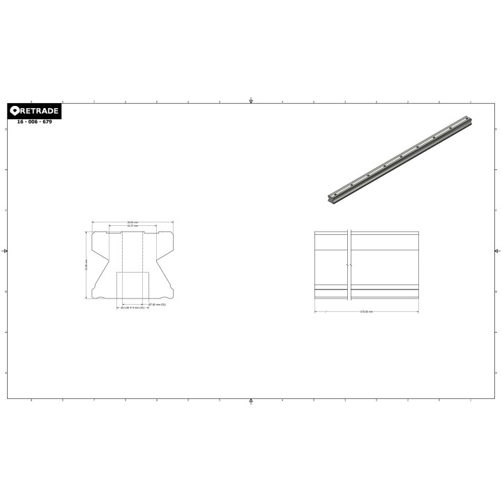 CNC 3D - Binario di Corsa per Cuscinetti - L 67cm