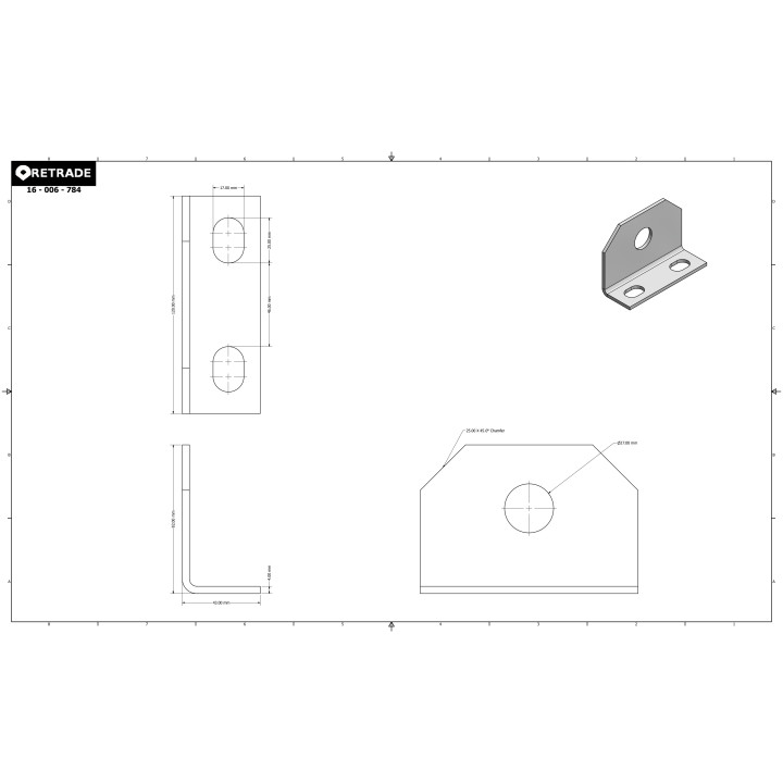 CNC 3D - Staffa di Supporto a L 82x120x43mm