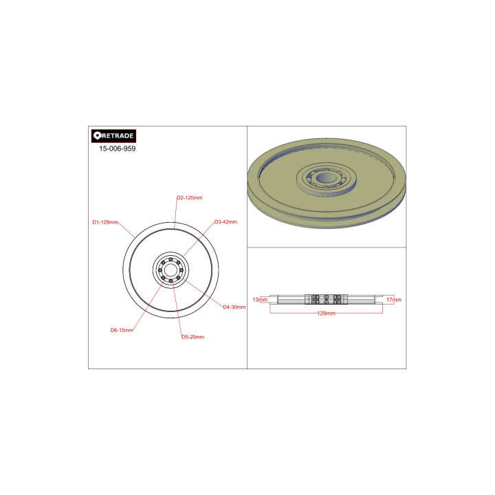 CNC 3D - Puleggia su Cuscinetto a Sfere SKF-16002  15X120X17mm