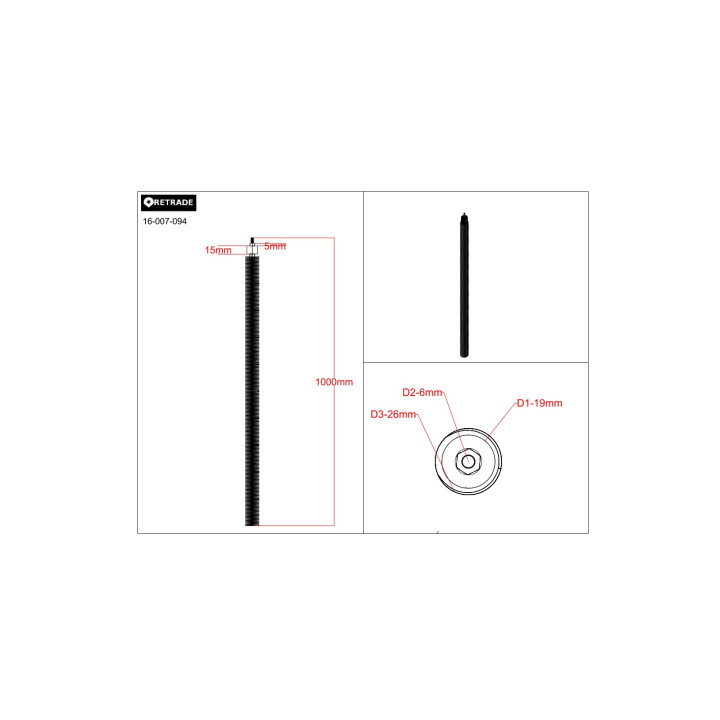 CNC 3D - Albero a Vite Madre Cuscinetto Lineare - L 1000mm
