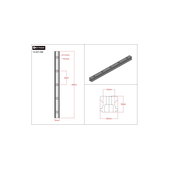 CNC 3D - Binario di Corsa per Cuscinetti