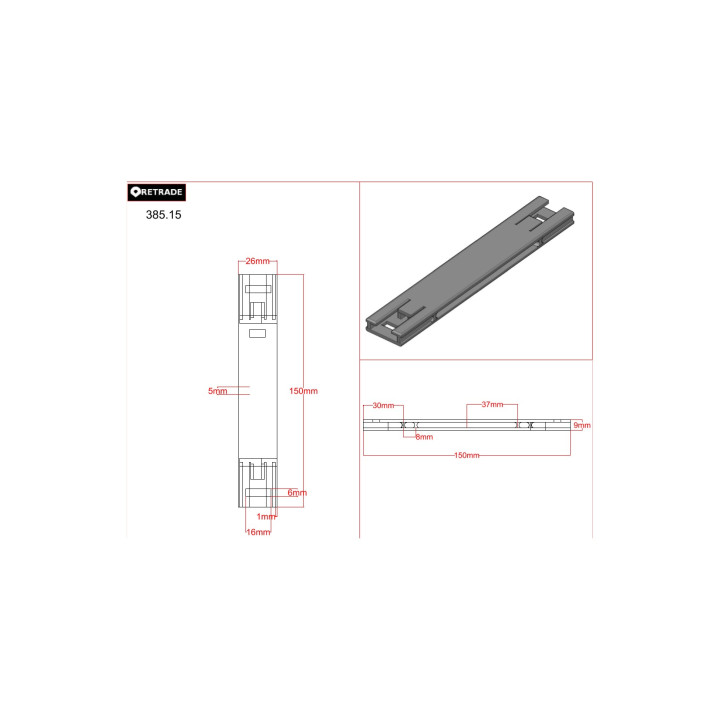 IGUS 385.15 - 2x Barra Orizzontale per Barra di Cablatura - CNC 3D