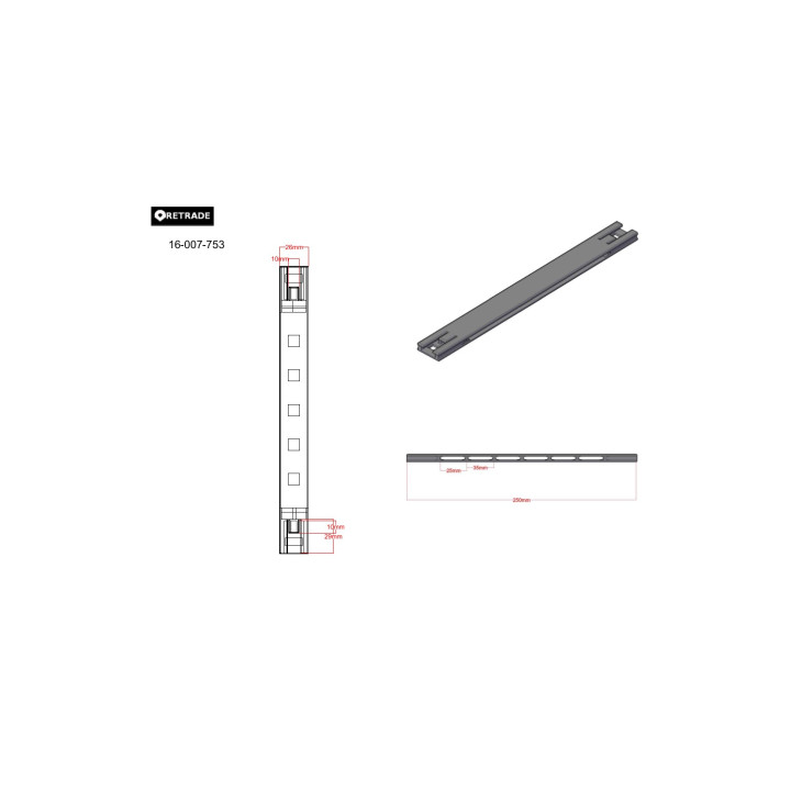 IGUS 385.20 - 2 x Barra Orizzontale per Barra di Cablatura - CNC 3D