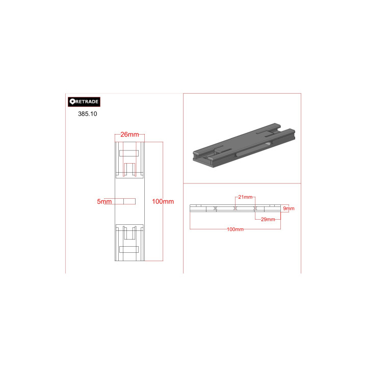 IGUS 385.10 - 2 x Barra Orizzontale per Barra di Cablatura - CNC 3D