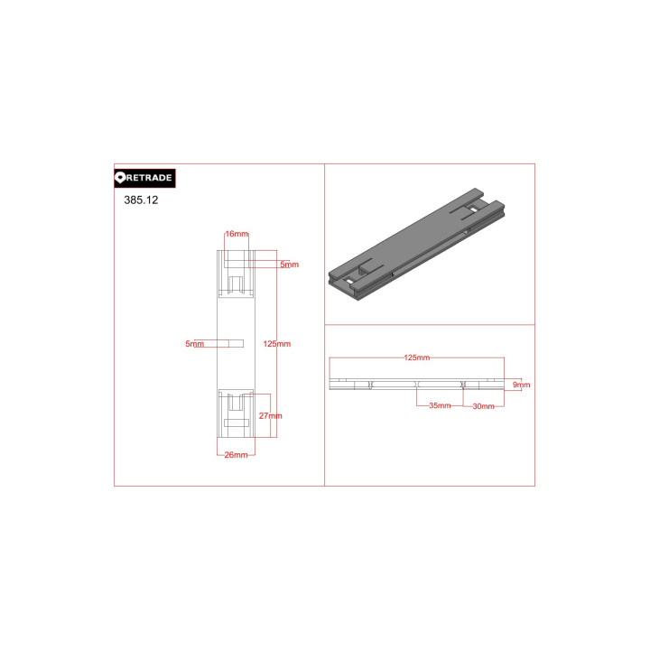 IGUS 385.20 - 2 x Barra Orizzontale per Barra di Cablatura - CNC 3D