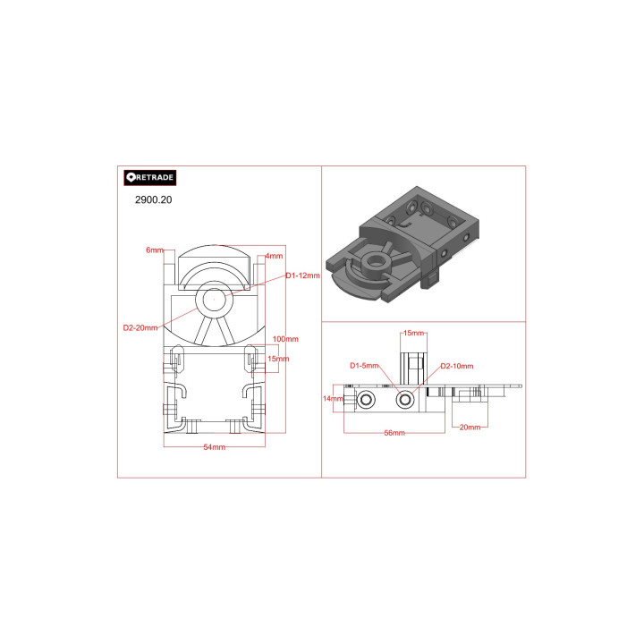 IGUS 2900.20 - 2x Snodo Laterale per Nastro di Cablatura - CNC 3D