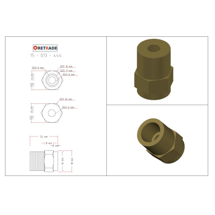 Raccordo Riduzione Maschio/Femmina M-3/8" / F-1/4"