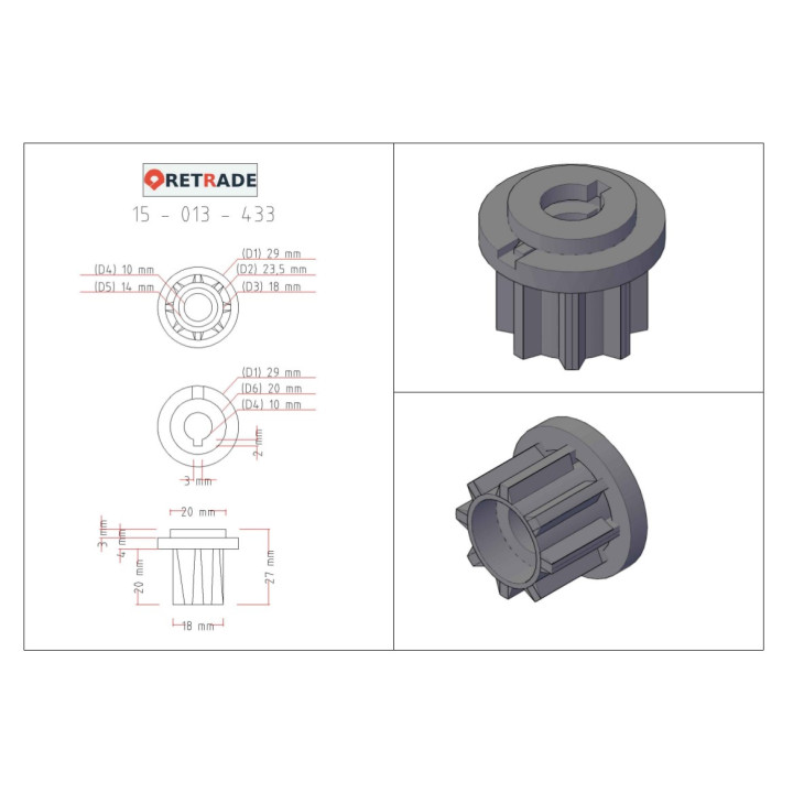 CNC 3D - 2x Ingranaggio Ruota Dentata 8 Denti