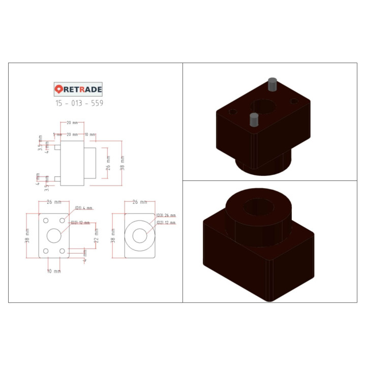 CNC 3D - Blocco di Supporto per Albero in Alluminio