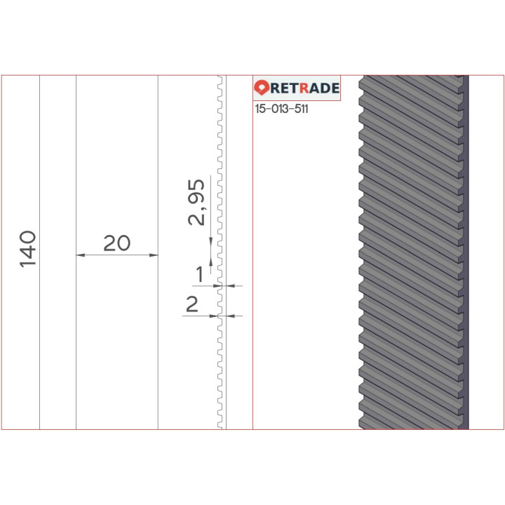 GATES - Cinghia Dentata 142mm CNC 3D