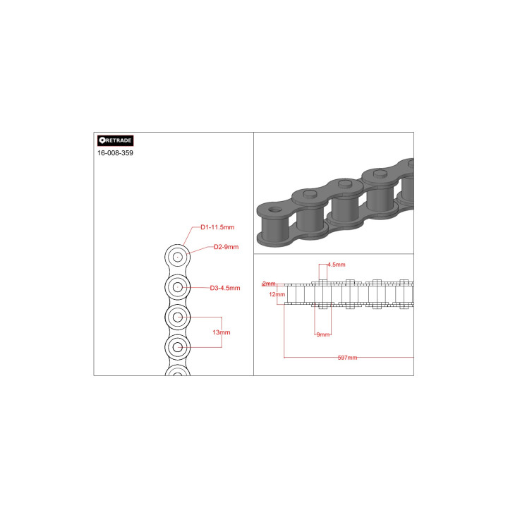 CNC 3D - Catena di Trasmisione - L 597mm