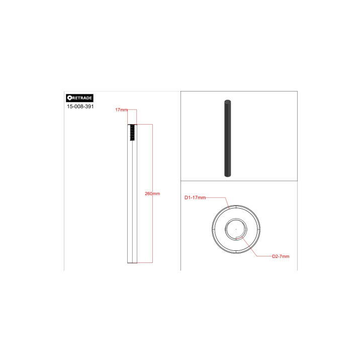 CNC 3D - Albero in Acciaio 18x6.50mm - L 260mm