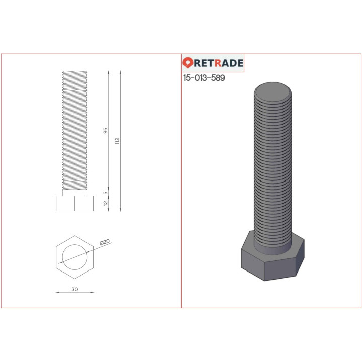 SBE - 5x Viti a Testa Esagonale 10.9