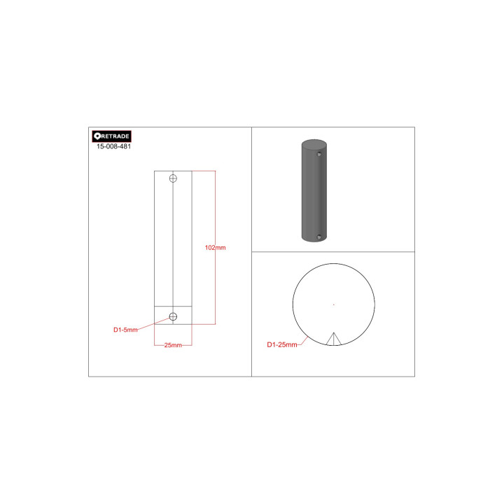 CNC 3D - Albero in Acciaio 25x100mm