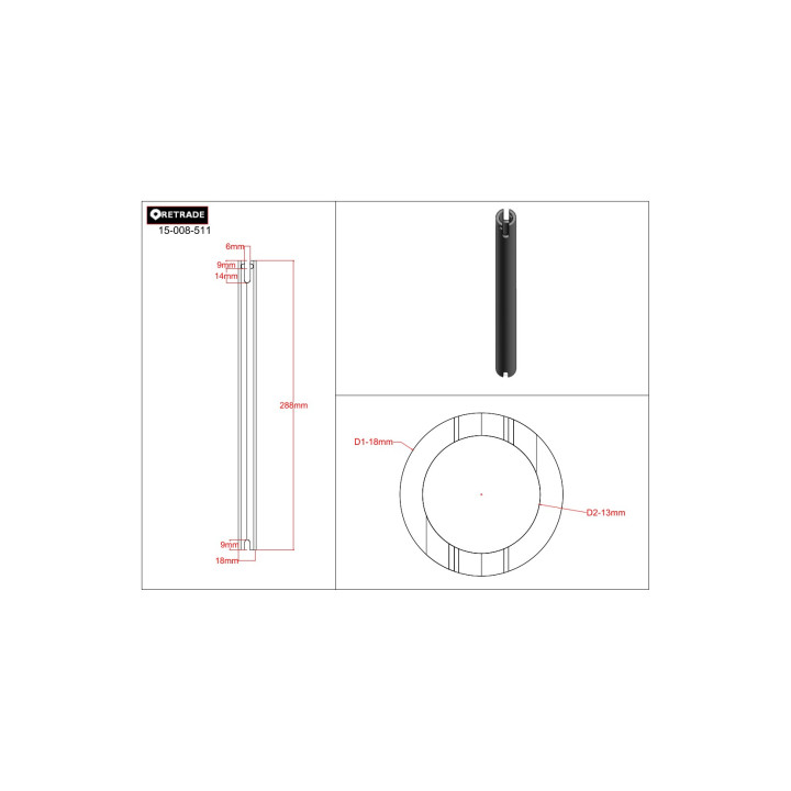 CNC 3D - Albero di Trasmissione 13x18mm - L 222mm