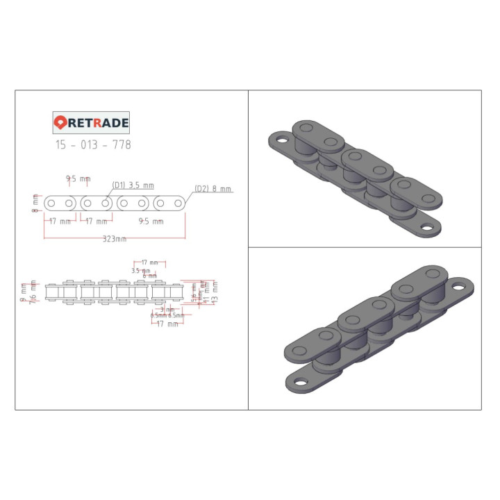 CNC 3D - Catena a Rulli per Pignoni