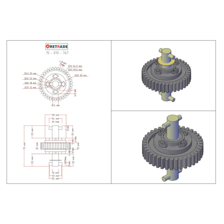 FAST PR10739 - Ingranaggio Cilindrico con Albero 39 Denti