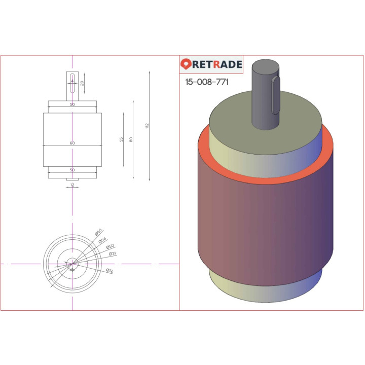 CNC 3D - Rullo di Avanzamento su Cuscinetti Compatti con Flangia