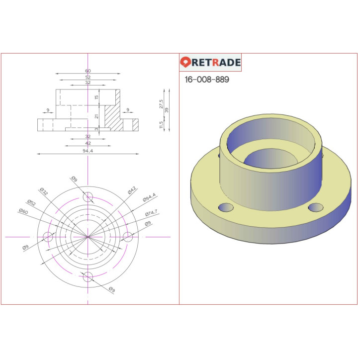 CNC 3D - Flangia in Acciaio