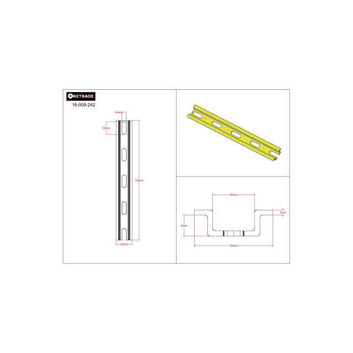 CNC 3D - 9 x Barra DIN L 71mm